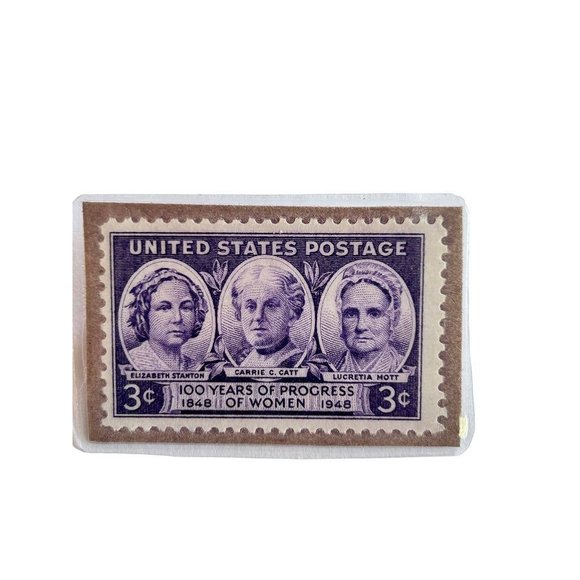 Stamp Brooch Pin "3 Cents US Progress of Women" 1 3/8" x 1 7/8" - Picture 6 of 6